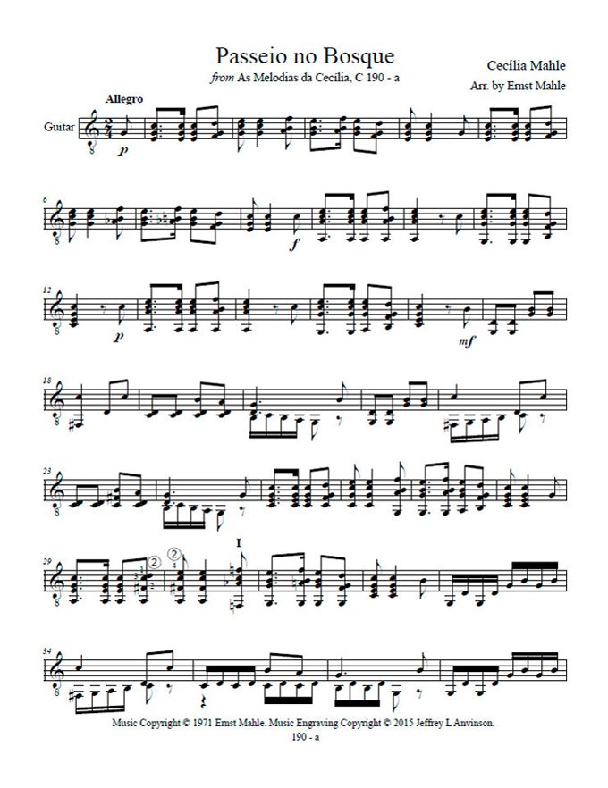 Passeio no Bosque by Ernst Mahle for Solo Guitar